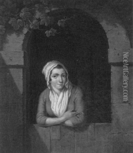 Maiden At The Window Oil Painting - Johannes Elize van Cuylenburg