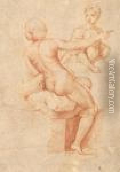 Omphale And Another Female Figure Oil Painting - Raphael (Raffaello Sanzio of Urbino)