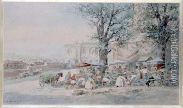Marche Place Carli Oil Painting - Emile Henry