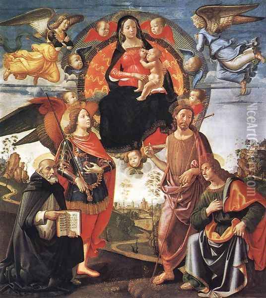 Madonna in Glory with Saints 1490-96 Oil Painting - Domenico Ghirlandaio