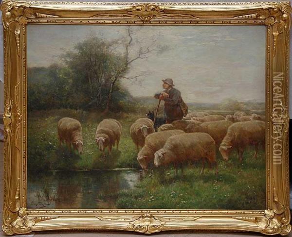 The Shepherd And His Sheep Oil Painting - Laurent De Beul
