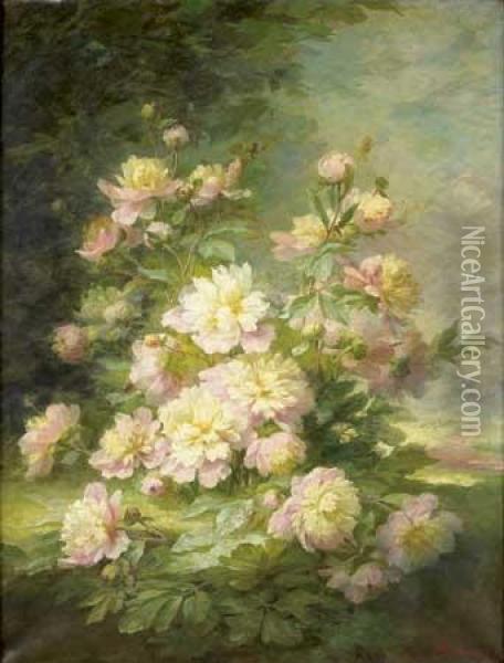 Nature Morte Au Bouquet De Pivoines Oil Painting - Therese Guerin