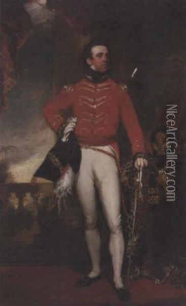 Portrait Of Major Garnham In Dress Uniform Oil Painting - Samuel Lane