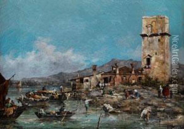 La Torre Di Marghera Oil Painting - Giuseppe Ponga