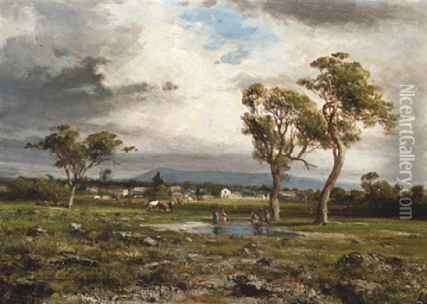 Northcote By Side Of Brunswick, Melbourne Oil Painting - Abraham Louis Buvelot