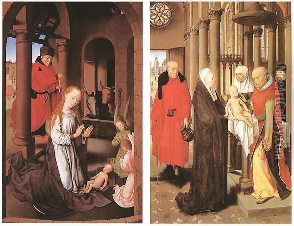 Wings of a Triptych c. 1470 Oil Painting - Hans Memling