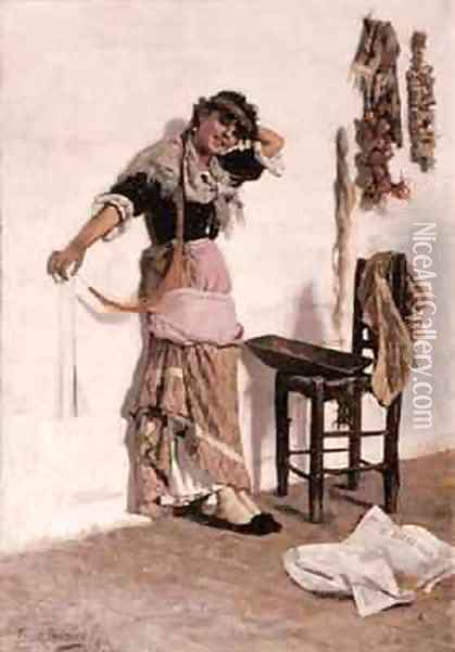 A Venetian Market Girl Oil Painting - Frank Bramley