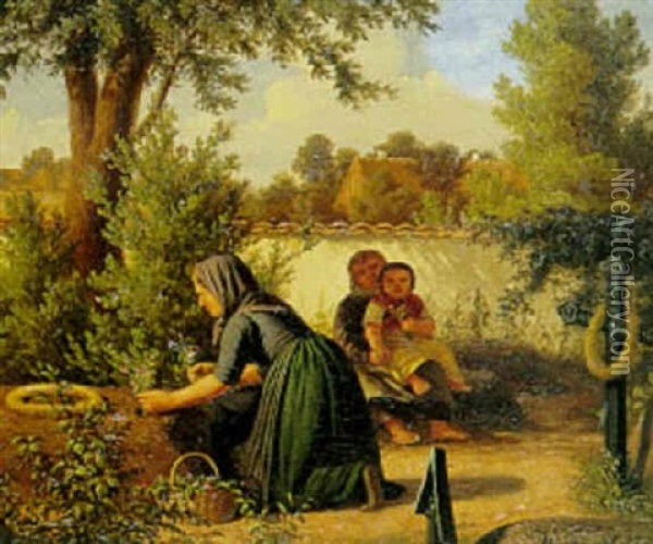 Besoget Pa Kirkegarden Oil Painting - Peter (Johann P.) Raadsig