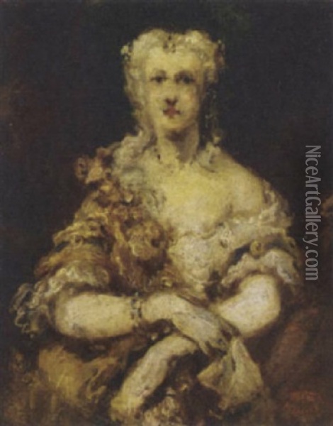 An Elegant Lady Oil Painting - Louis-Gabriel-Eugene Isabey