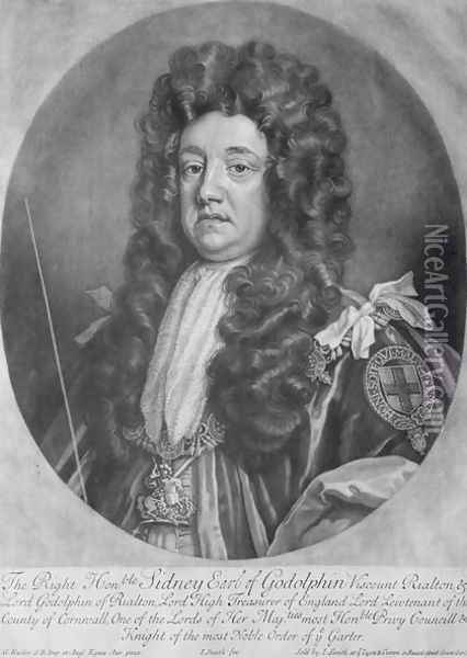 Portrait of Sidney Godolphin 1645-1712 1st Earl of Godolphin Oil Painting - Sir Godfrey Kneller
