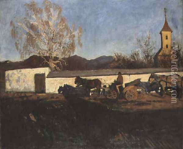 Evening in March Oil Painting - Karoly Ferenczy