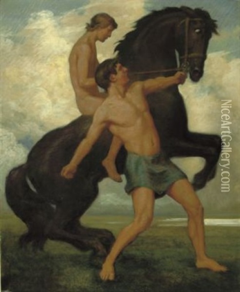 Der Pferdebandiger Oil Painting - Wilhelm Sues