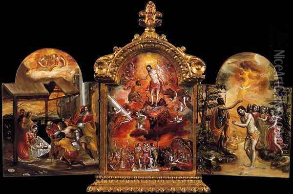 The Modena Triptych (front panels) 2 Oil Painting - El Greco (Domenikos Theotokopoulos)