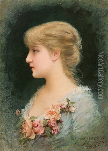 Portrait Of A Lady Oil Painting - Emile Eisman-Semenowsky