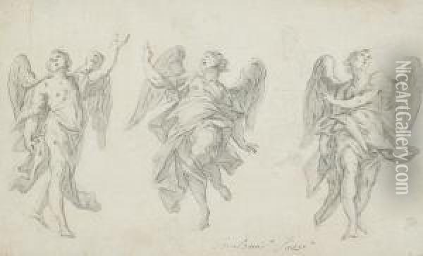 Studies Of Three Angels Oil Painting - Mariotti, Giovanni Battista