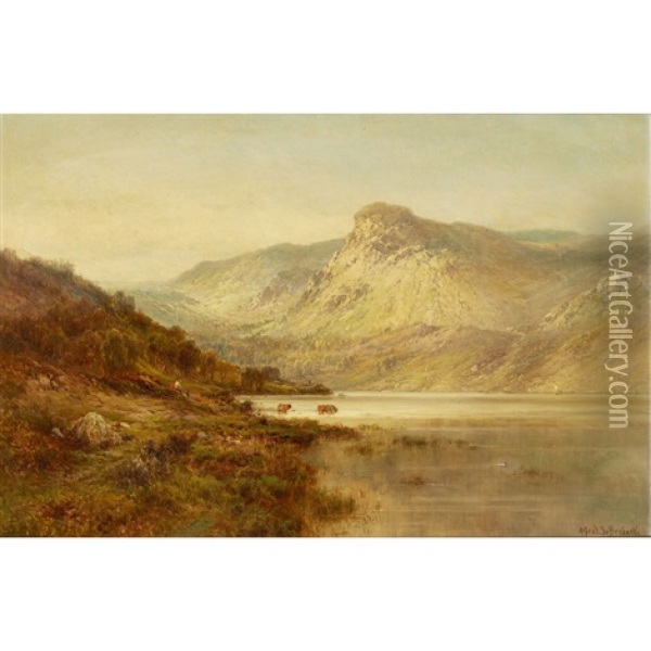 A September Morn - The Eagle's Rock, Loch Katrine Oil Painting - Alfred de Breanski Sr