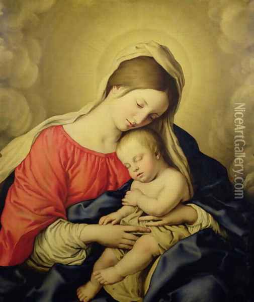 The Virgin and Child, 1640s Oil Painting - Francesco de' Rossi (see Sassoferrato)