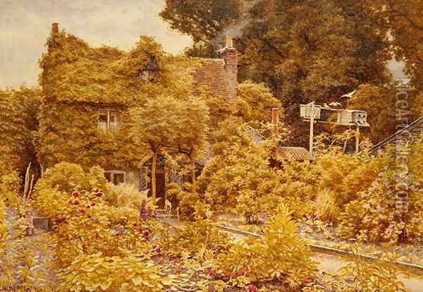 Old Mortiboys Cottage Winchmore Hill Oil Painting - Charles W. Hopper