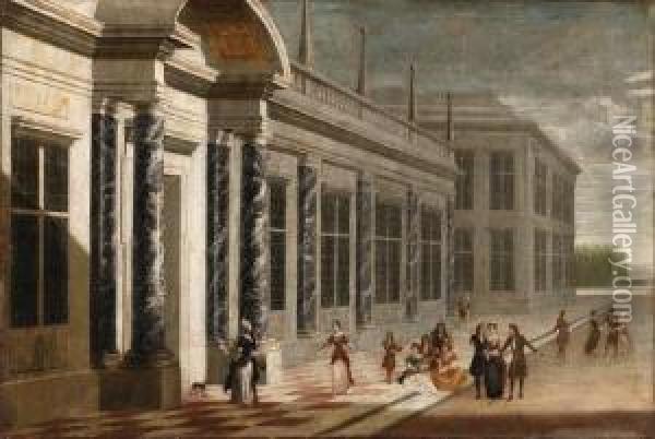 Elegant Figures On The Terrace Of A Palace Oil Painting - Jacobus Saeys