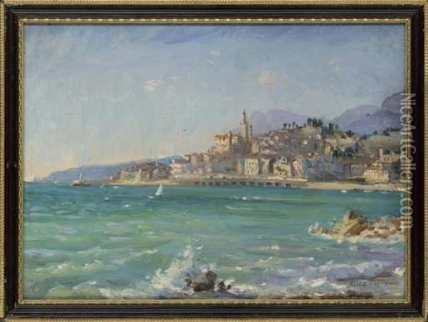 The Italian Speronare; And Off The Italian Coast Oil Painting - Alice Taite Fanner