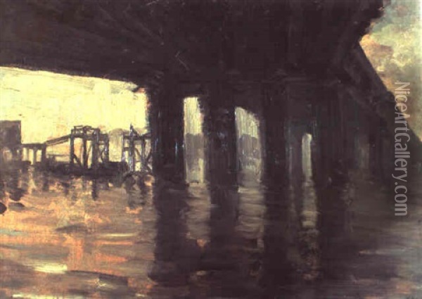 Sotto Il Ponte (i) Oil Painting - Giuseppe de Nittis