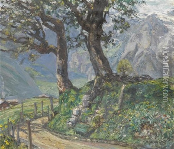 Landschaft Mit Zwei Grossen Baumen Oil Painting - Alfred Marxer