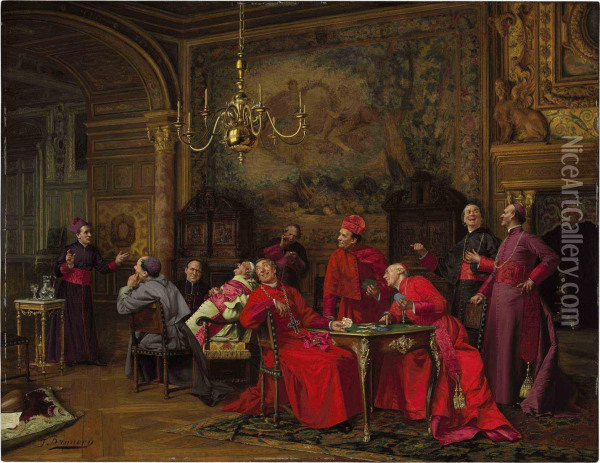 An Eminent Gathering Oil Painting - Francois Brunery