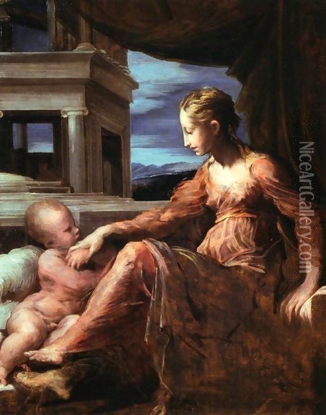 Virgin and Child Oil Painting - Girolamo Francesco Maria Mazzola (Parmigianino)