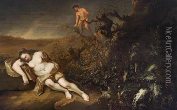 Ninfa Dormiente Osservata Da Un Satiro Oil Painting - Abraham van Cuylenborch