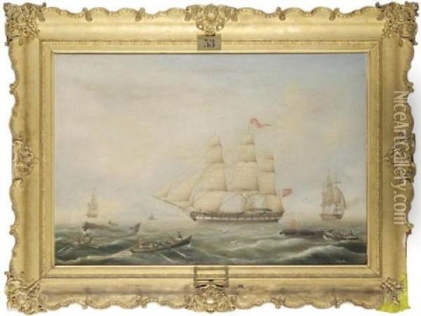 British Whaling Ships (britische Walfangschiffe) Oil Painting - Carl Justus Harmen Fedeler