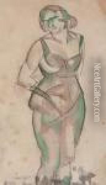 Standing Cubist Woman Oil Painting - Leo Gestel
