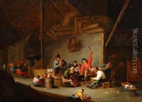 Vrolijke Drinkers In Een Herberg Oil Painting - Cornelis Mahu