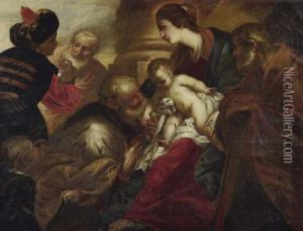 The Adoration Of The Magi. Oil Painting - Valerio Castello