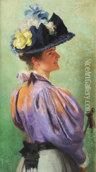 Marie Cramer Von Clausbruch, The Artists Wife Oil Painting - Hermann Seeger