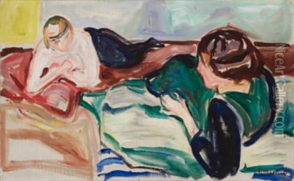 To Liggende Kvinner (two Reclining Women) Oil Painting - Edvard Munch