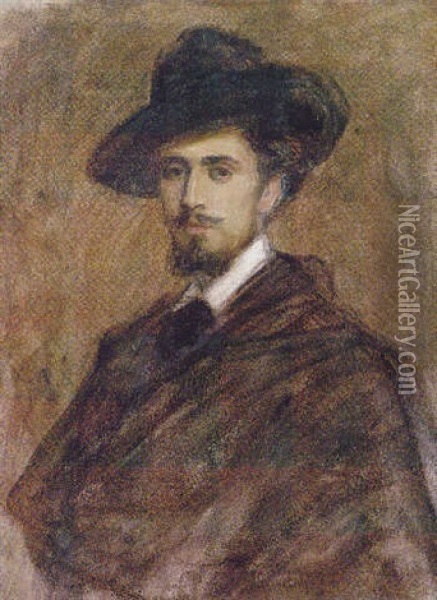 Portrait Of A Man (comte Robert De Montesquiou?) Oil Painting - Jean-Louis Forain