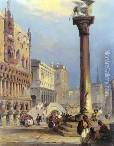 St. Marks and the Doges Palace, Venice Oil Painting - Edward Pritchett
