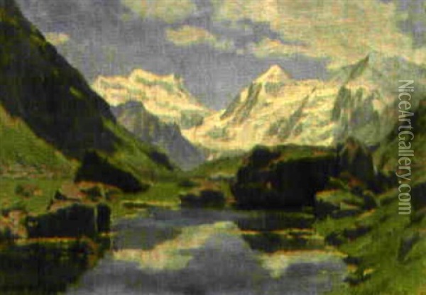 Fionnay - Alpes De Louvie Et Les Combins Oil Painting - Frederic Dufaux
