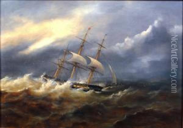 In Stormy Seas Oil Painting - John Moore Of Ipswich