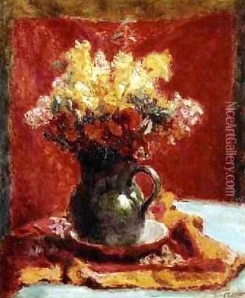 Green Jug with Flowers Oil Painting - Roderic O'Conor