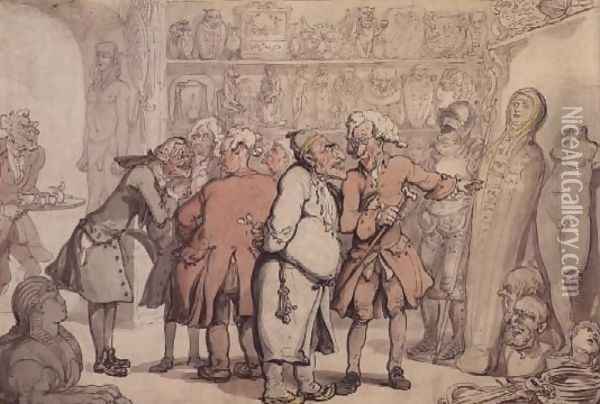 A Group of Antiquaries Oil Painting - Thomas Rowlandson