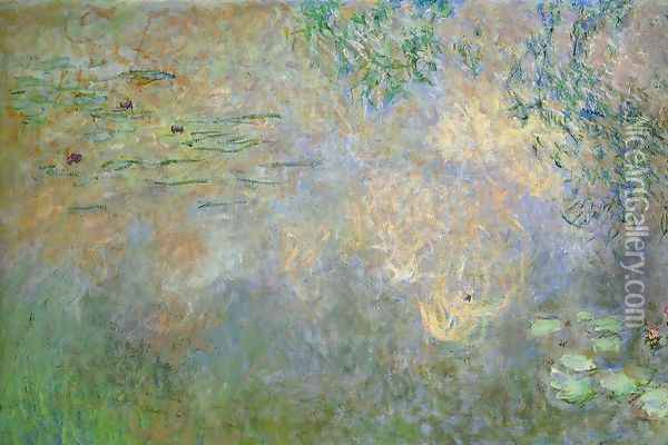 Water-Lily Pond with Irises (left half) Oil Painting - Claude Oscar Monet