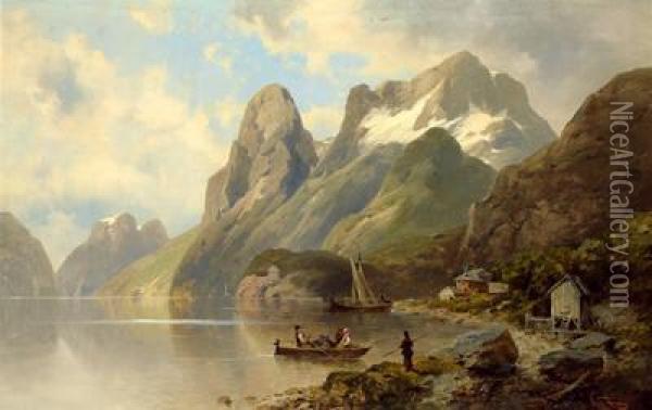 Eine Fjordlandschaft Oil Painting - Josef Thoma