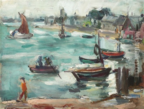 Port In Brittany Oil Painting - Elena Popea