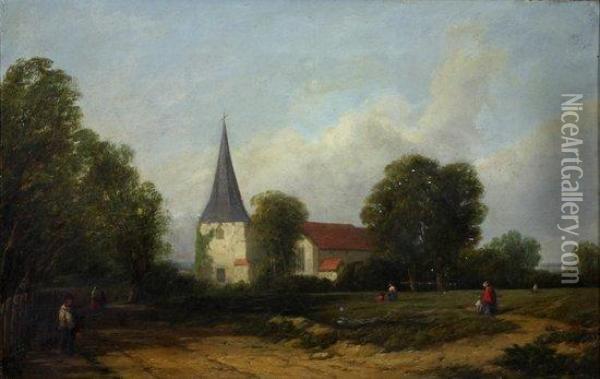 Going To Church Oil Painting - Thomas Baker Of Leamington