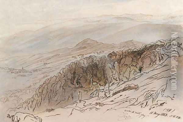 A view of Pauna, in the Ionian Islands Oil Painting - Edward Lear
