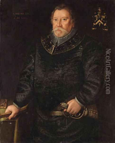 Portrait of Stephen Bull, Master Gunner of England Oil Painting - Marcus The Younger Gheeraerdts