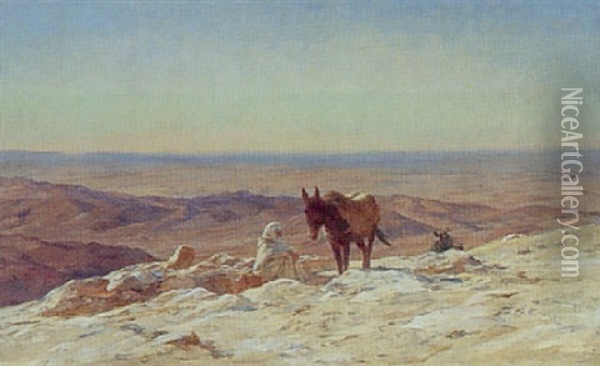 Anier Dans Le Desert Oil Painting - Eugene Alexis Girardet