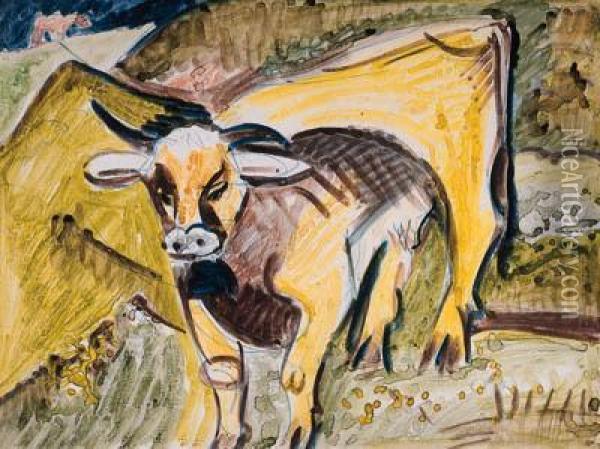 Kuh In Landschaft Oil Painting - Ernst Ludwig Kirchner