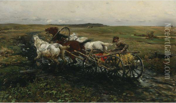 The Race Oil Painting - Alfred Wierusz-Kowalski